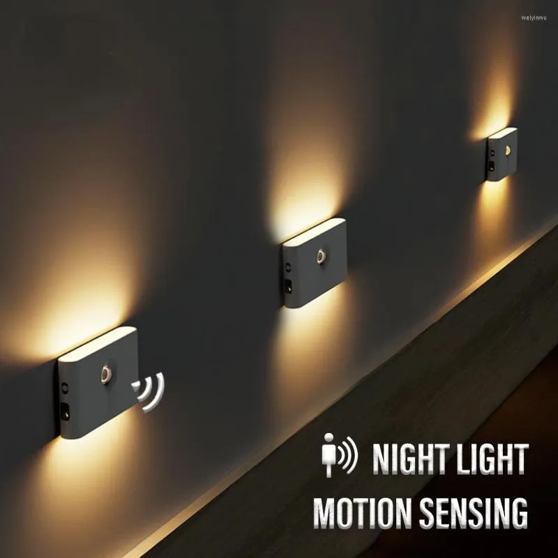 Luci notturne Luce a induzione a LED Ricarica USB wireless Corpo umano Parete Camera da letto Corridoio Bagno
