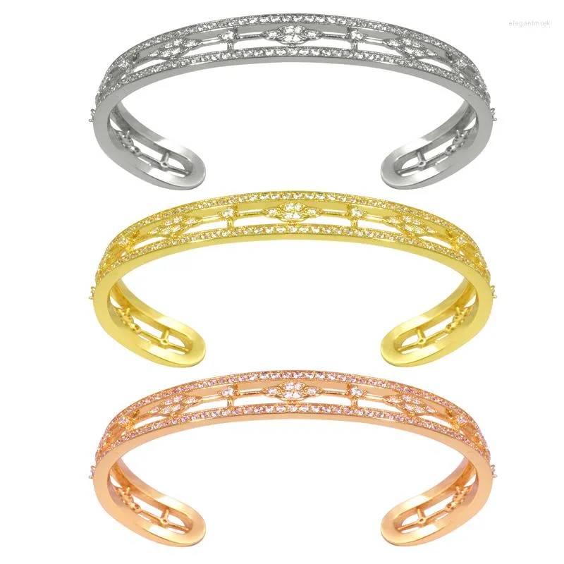 Bangle Bracciali da donna Gioielli in rame Bracciale in oro Spagna Colore giallo chiaro Vintage Moda all'ingrosso Dubai