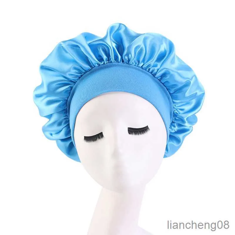 Bonnet Satin Cheveux Nuit Satin Night Hair Cap Women's Solid Sleeping Hat  Sleep Care For Women