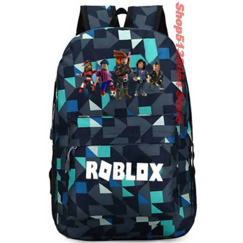 Backpack ROBLOX Plaid Backpack Kids School Bag Women Bagpack Teenagers Schoolbags Canvas Student Backpack For Boy Girl Children bag J230517