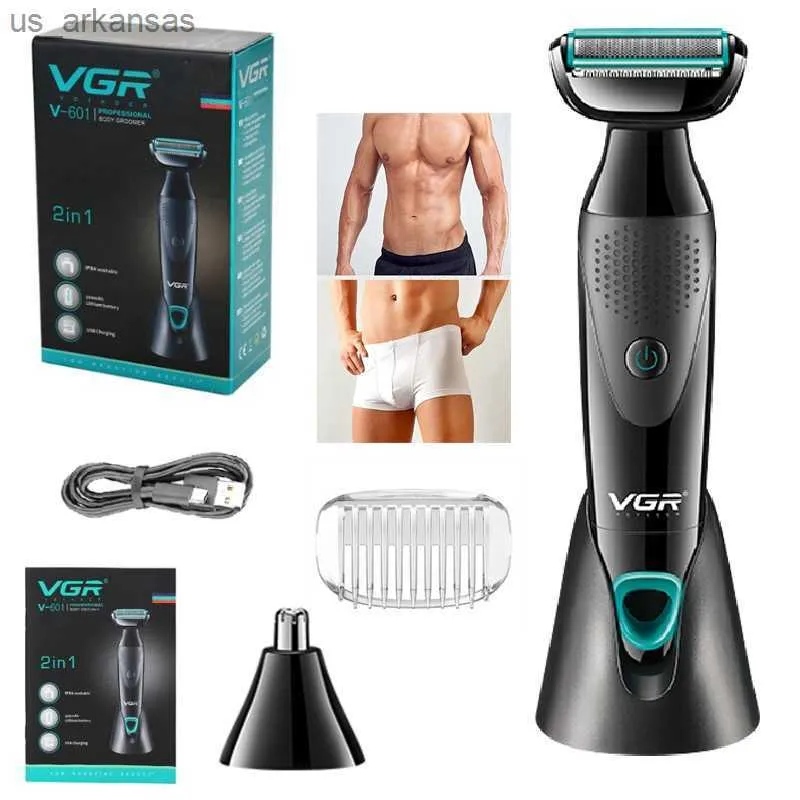 Original VGR 2in1 Body Groomer Rechargeable Electric Shaver For Men Body Hair Trimmer Nose Ear Beard Facial Shaving Machine L230523