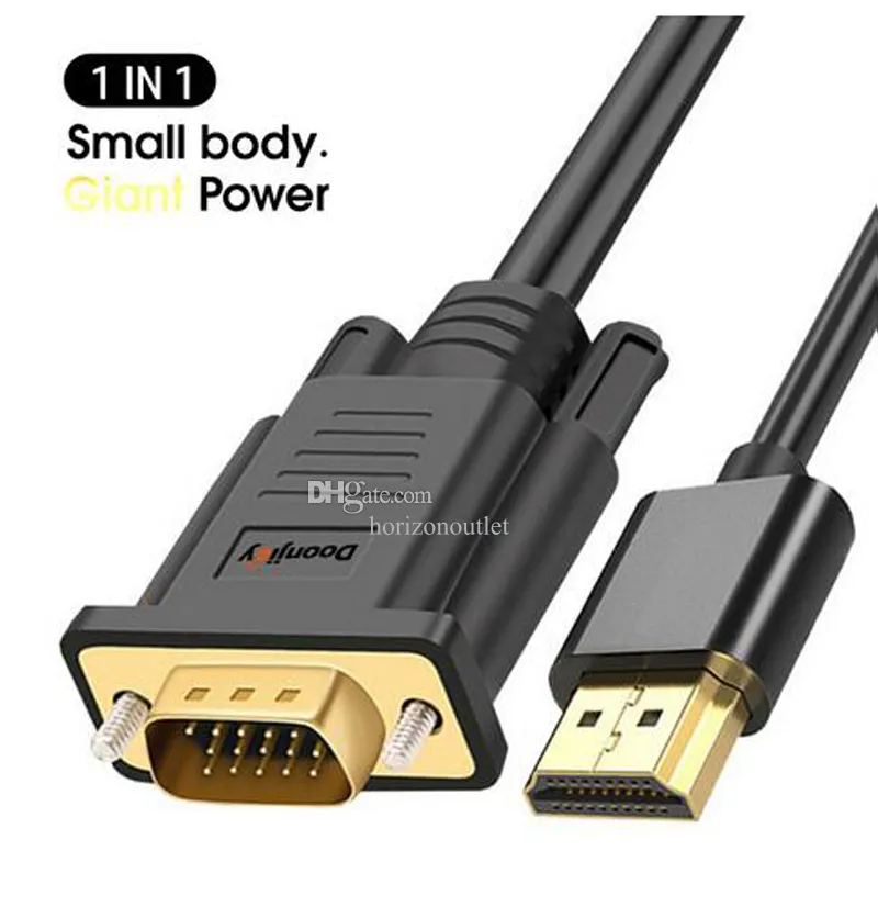 HDMI do VGA kablowe kable wideo Złoto Płytą wysoką prędkość 1080p 3D Kabel dla HDTV 1080p rozdzielacz rozdzielacza HD TV Monitor HD-15-PIN MĘŻCZYZNA LINIA Kobieta 1M 1M 2M 3M 3M 3M