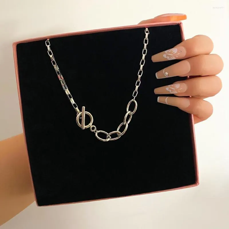 Anhänger Halsketten Mode Silber Farbe OT Schnalle Schlüsselbein Chunky Kette Halskette Frauen Einfache Toggle Verschluss Für Schmuck Geschenk