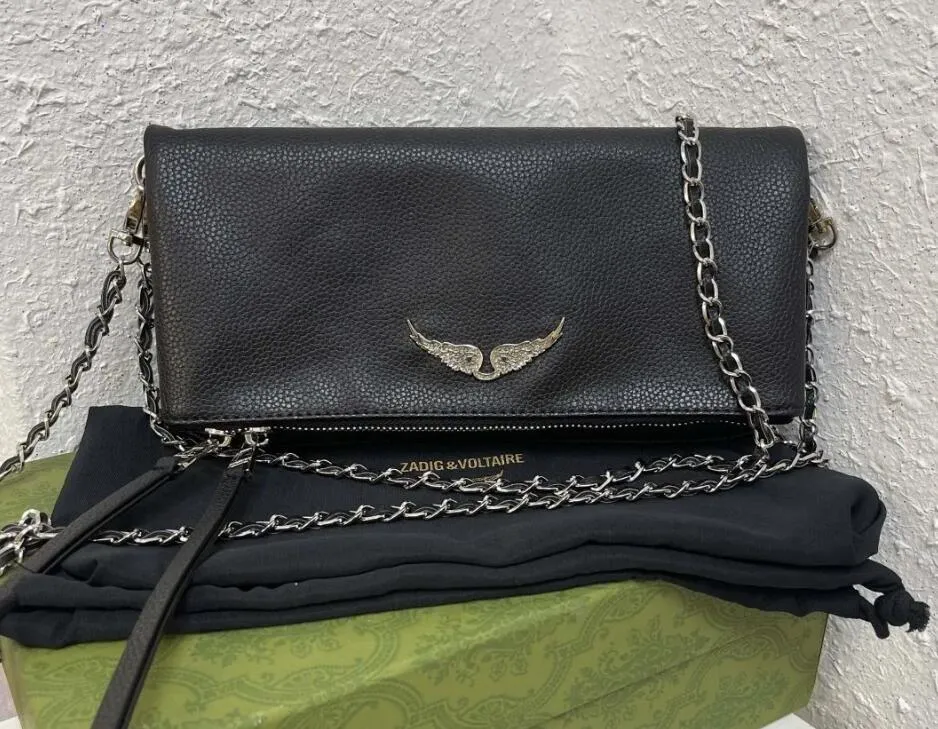 Torby na ramię Kobiety luksusowe skrzydła rocka pochette zadig torebka torka najwyższej jakości Tote Diamond Designer Baguette skórzana torebka A1