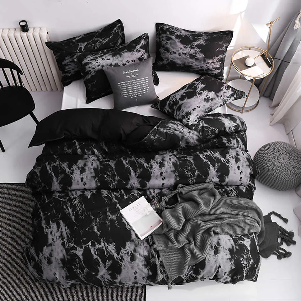 寝具セット豪華な黒い寝具セットクイーンキングシングルフルサイズベッドベルベット羽毛布団カバーセットモダンバード格子縞のアニメケースZ0612