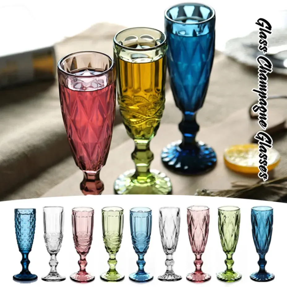 150ml Vintage Embossed Red Wine Glass Goblet Red Wine Juice Cups Wedding Party Champagne Flutes Goblet For Bar Restaurant Home GG0705