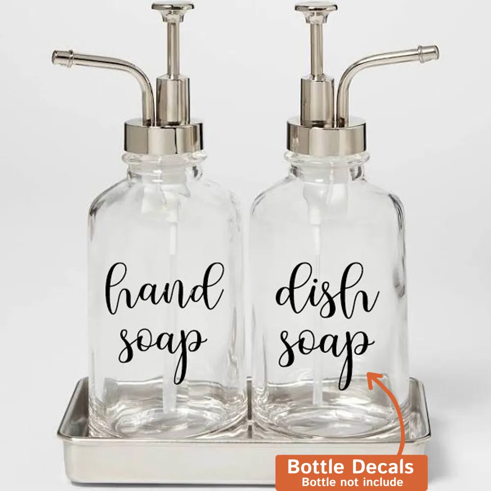 2 Stuks Hand Zeepbakje Zeep Fles Etiketten Sticker Decal Santizer Keuken Badkamer Fles Lotion Santizer Vinyl Decor