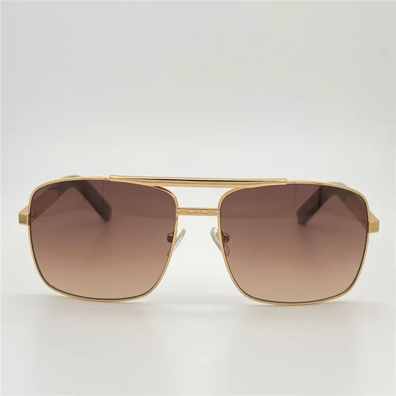 Fashion Eternal Classic 0259 Men's Solglasögon Metal Square Gold Frame UV400 Unisex Retro Style Attityd Solglasögon Skyddsglasögon med låda