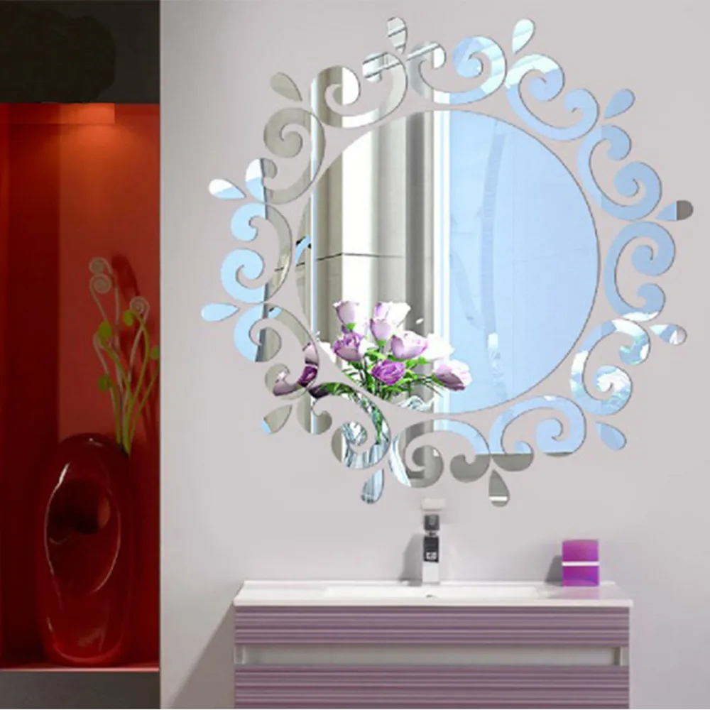 Miroir de maquillage 3D Miroir Autocollant Acrylique Décoration de La Maison pour Enfants Chambres Salle De Bains Chambre Art Mural Autocollants Muraux Auto-adhésifs