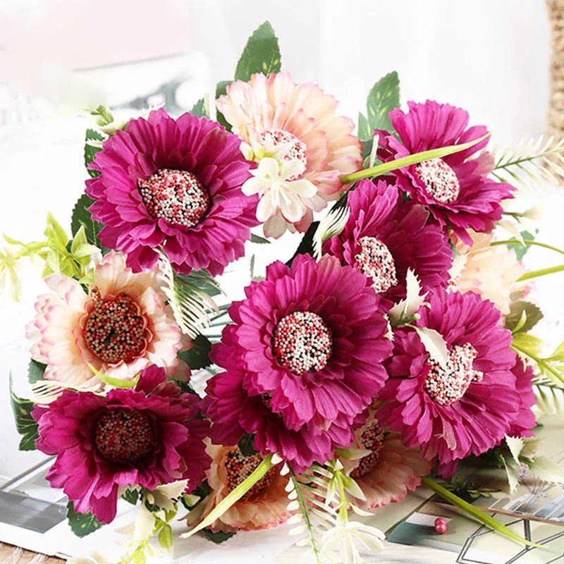 Dried Flowers bunch of artificial silk flower daisy sunflower home garden party wedding decoration