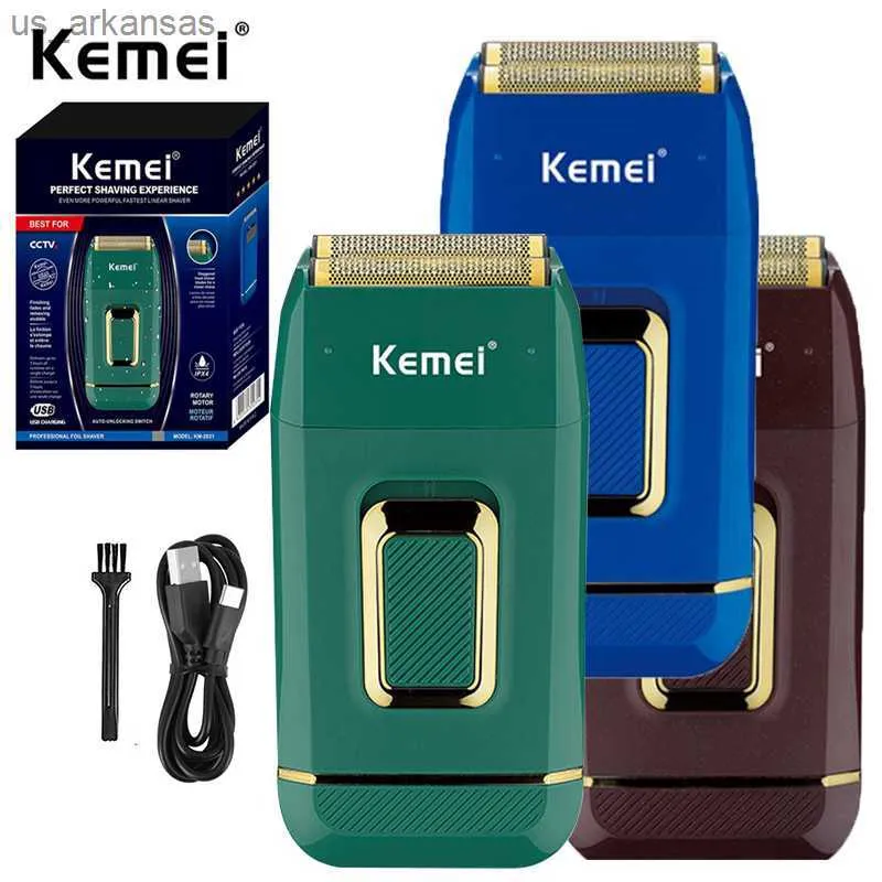 Original Kemei Electric Shaver Hair Beard Stubble Facial Electric Razor For Men Bald Head Shaving Tool Machine Rechargeable L230523