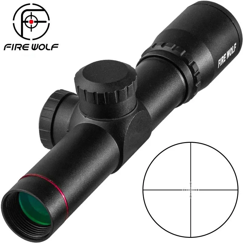 FIRE WOLF 4.5x20 Compact Hunting Rifle Scope Tactical Optical Sight P4 Reticle Riflescope With Flip-open Lens Caps and Rings