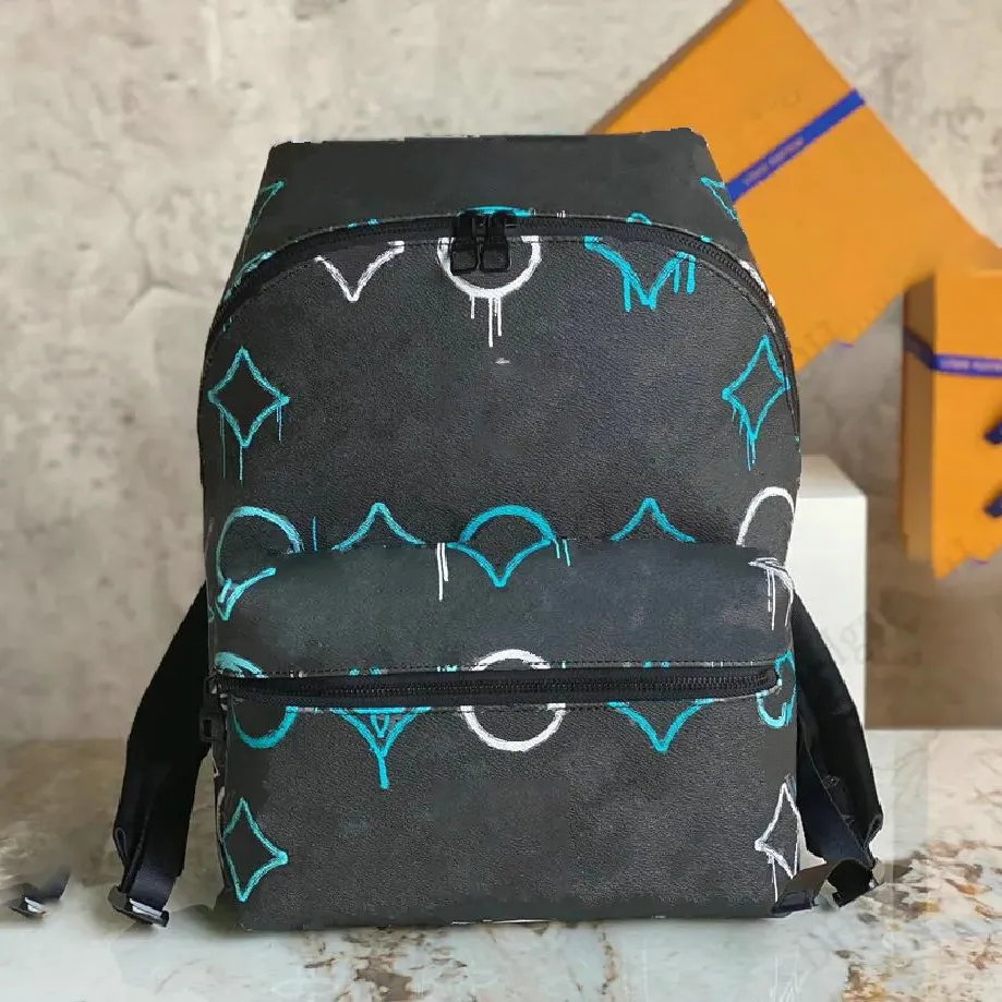 Zaino da uomo Borsa da college Graffiti Monogrammi verdi Designer di tela rivestita Borsa da viaggio creativa Borse da scuola per laptop di lusso borsa a tracolla borsa a tracolla