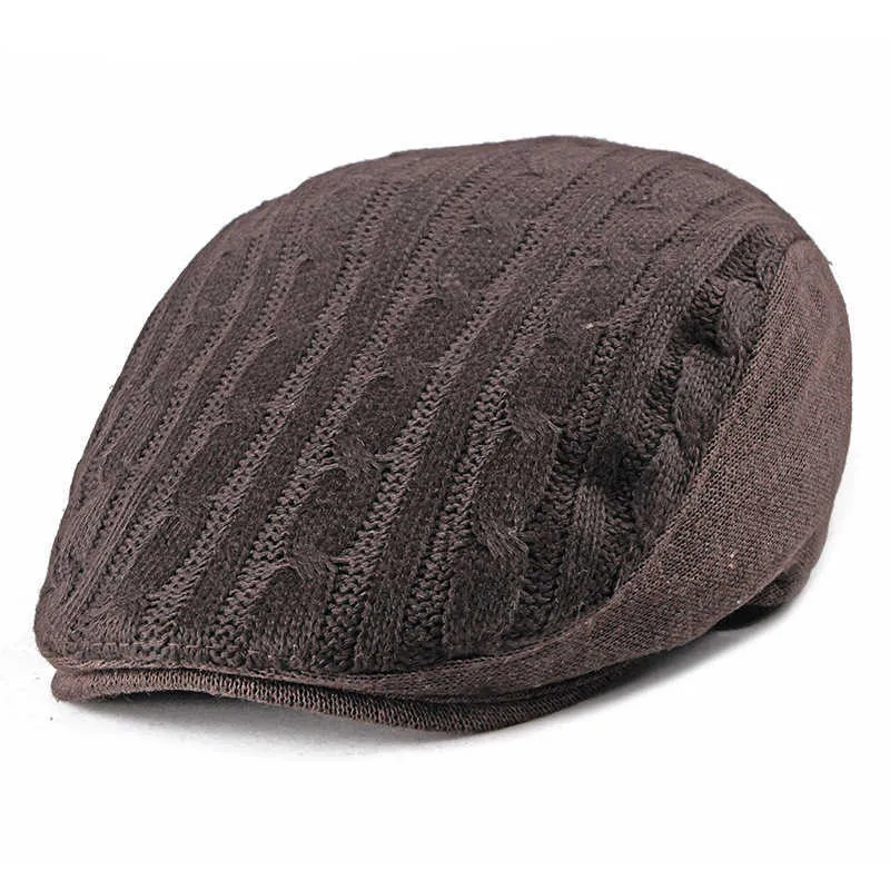 Berets Autumn Winter Acrylic Solid News Boys 'Flat Top Hat Manlig kvinnlig målare Beret G220612