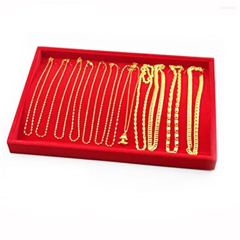 Takı Torbaları Szanbana 20hooks kırmızı kadife kolye standı ekran organizatör kutusu kolye tepsisi uzun zincirli vitrin hediyesi Kadınlar için