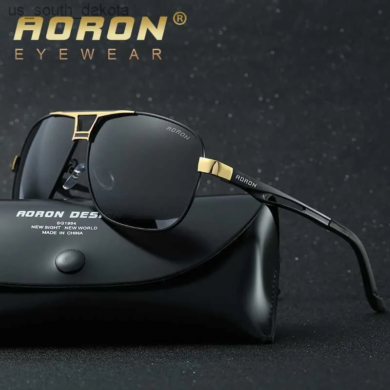 AORON Sunglasses Polarized Mens Sun glasses Aluminum Frame UV400 Luxury Design Male Sunglasses Anti-Reflective L230523