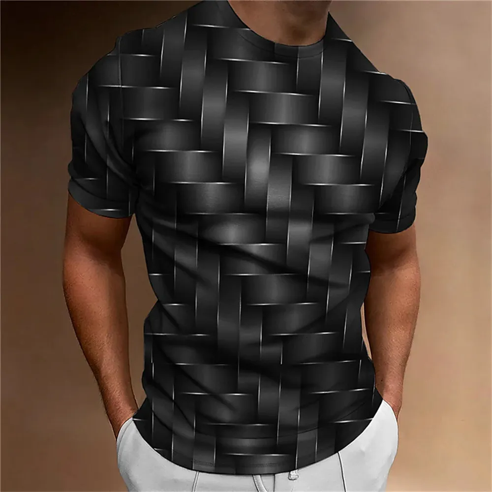 T-shirts voor heren Eenvoudig T-shirt voor heren Geometrisch patroon 3D-bedrukte top voor heren Alledaagse vrijetijdskleding Ruimvallend oversized shirt Retro sweatshirt 230612