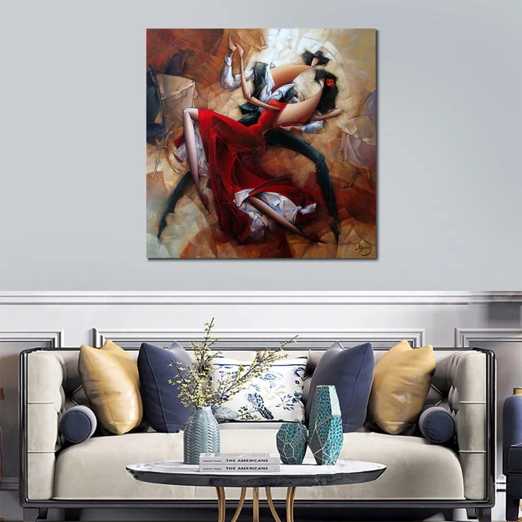 Moderne peint à la main abstrait toile Art espagnol danseur peinture à l'huile décor à la maison pour chambre