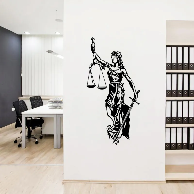Femida Lady Justice Vinyl Wall Sticker Lawyer's Office Wall Decals Mural, Law Godess of Justice Decals Gift for Lawyer