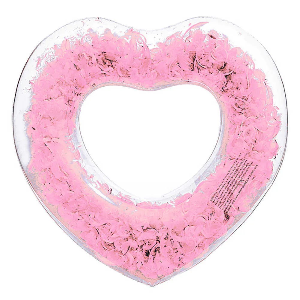 Inflatable Floats Tubes Fully transparent water swimming ring heart shaped inflatable suitable for adult NOV99 P230612