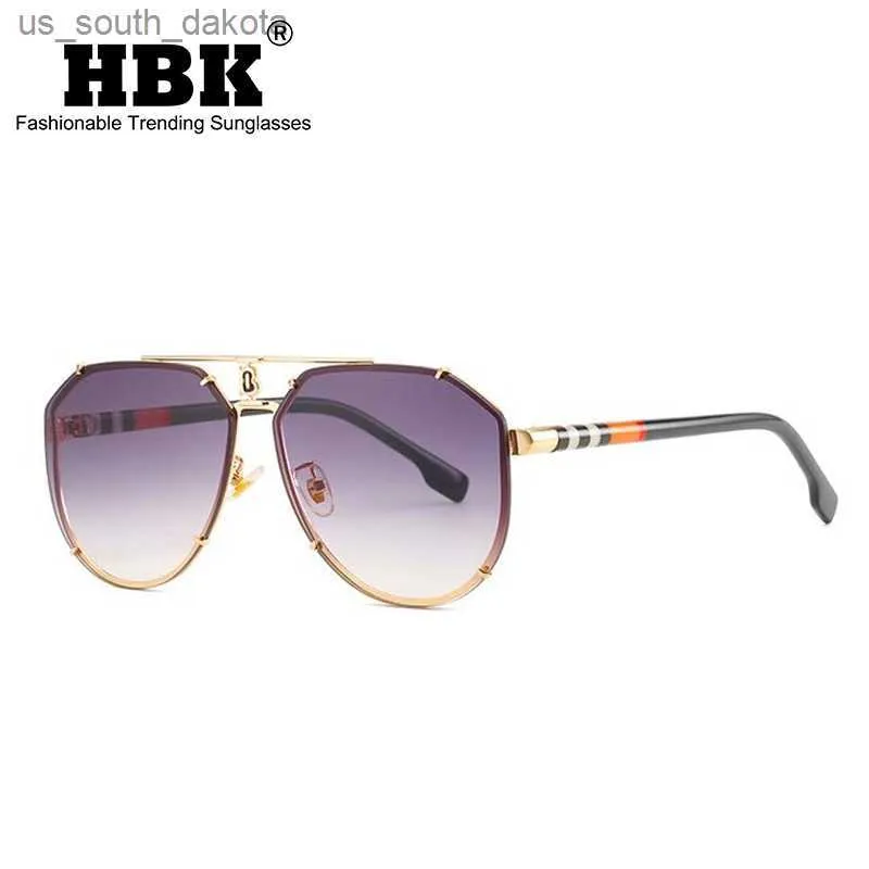 HBK Punk Rimless Solglasögon Män lyx varumärke Steampunk Oval Frameless Sun Glasögon för manlig metallram ram Stripe -skugga glasögon l230523