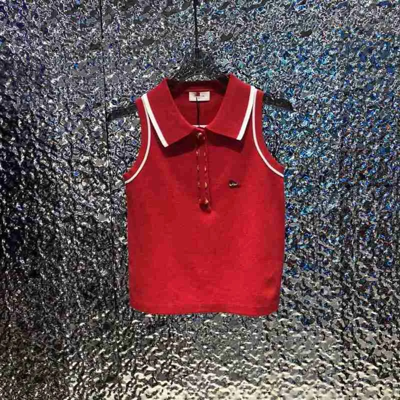 Débardeurs pour femmes Camis Designer Summer New College Style Casual Polyvalent Réduisant l'âge et Minceur Bouton en métal à une rangée Polo sans manches Top Tank 8NT0