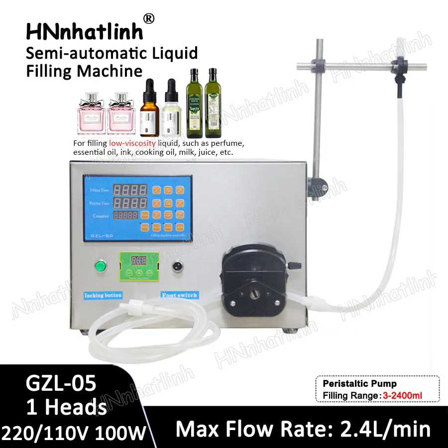 3-2400ml Single Head Liquid Filling Machine Semi-Automatic Essential Oil Perfume Peristaltic Pump Water Drink Bottle Filler