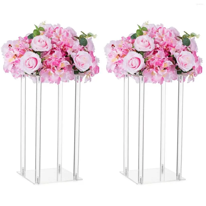 Décoration de fête 40 cm acrylique fleur Vase clair Table pièce maîtresse mariage luxe Floral Stand colonnes pour mariage