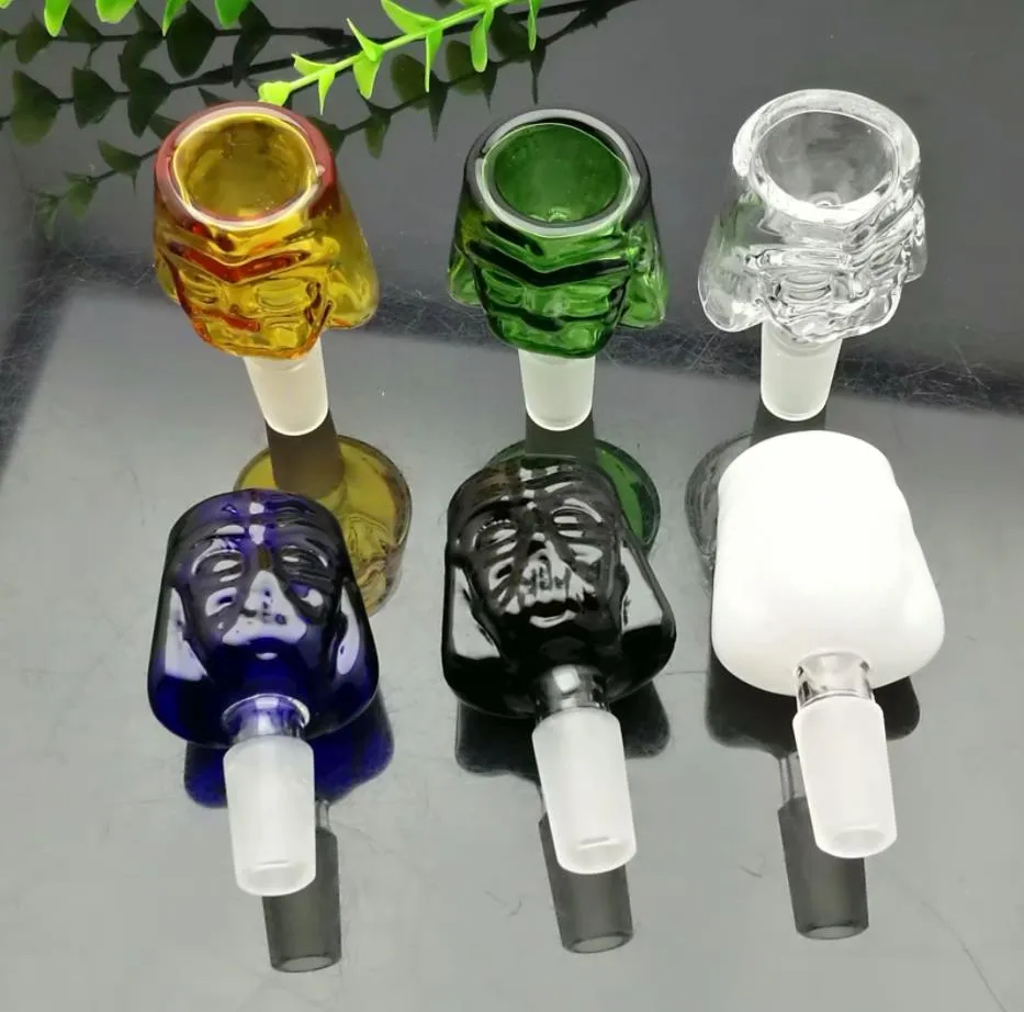 Glass Pipes Smoking Manufacture Hand-blown hookah Multiple color cartoon glass bubble head glass adapter