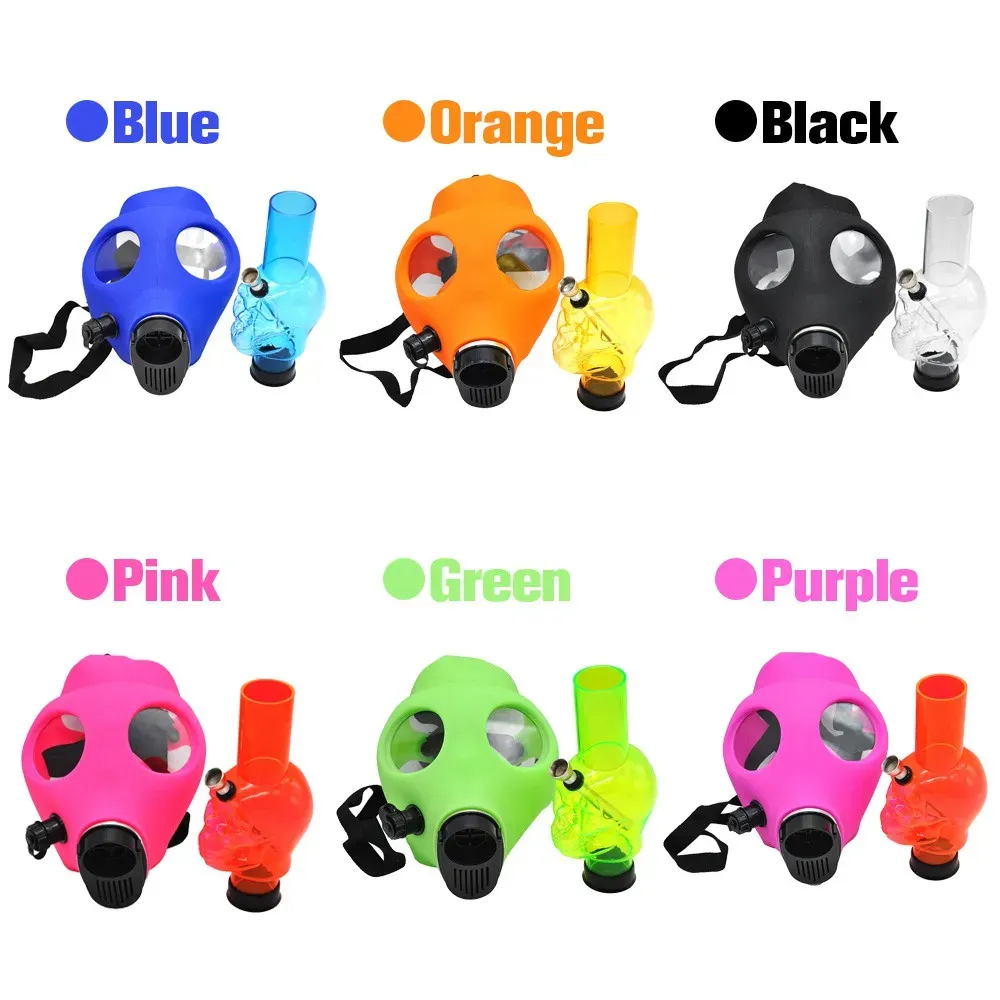 Pipa da fumo Nuovo silicone Fumo Maschera antigas Tubi Bong Shisha Narghilè Pipa ad acqua FDA Teschio in silicone Pipa in acrilico Bong Olio in silicone Rigs Accessorio per fumo