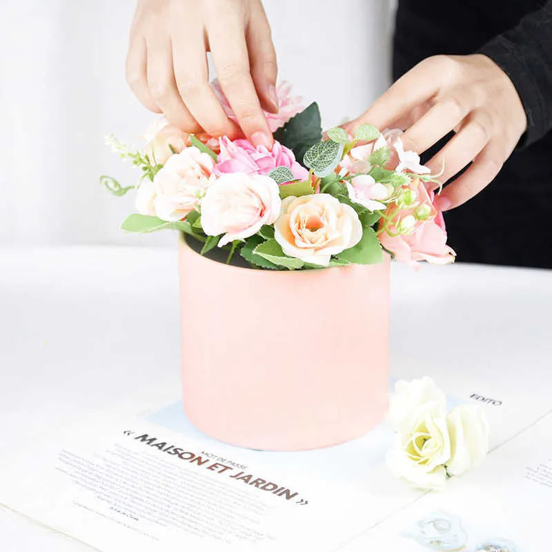 Dried Flowers Flower Box Gift Packaging Boxes Portable Round Basket Storage Wedding Valentine's Day Rose Decoration Birthday