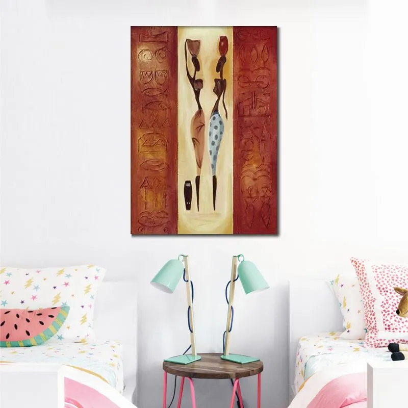 Abstract figuratief olieverfschilderij op canvas Girl Friends Ii Artwork Contemporary Wall Decor