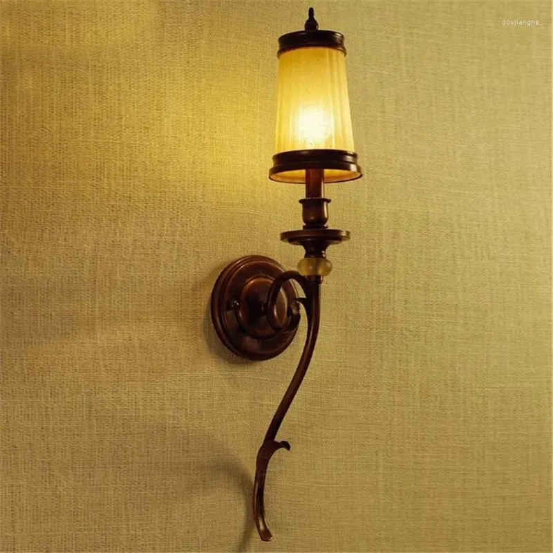 Wall Lamp American Village Long Living Room Background Bedroom Southeast Asia Mediterranean Iron