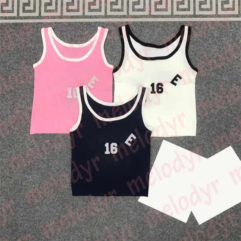 Tanktop mit Buchstabendruck, atmungsaktiv, Sportweste für Damen, lässig, gestrickt, bauchfrei