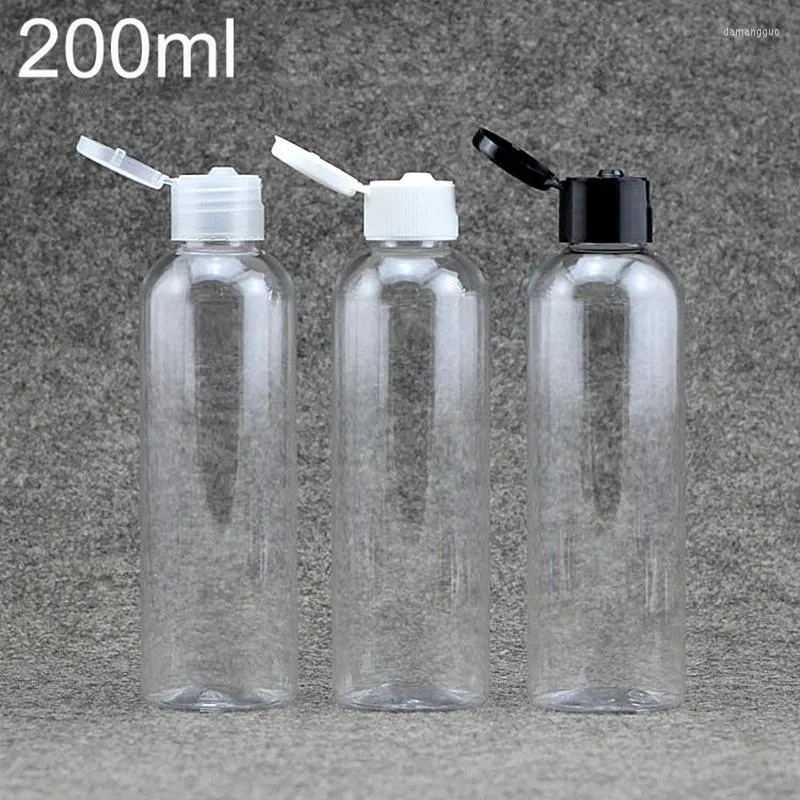 Förvaringsflaskor 200 ml plastvattenflaska med flip cap kosmetisk lotion förpackning tom dusch gel schampo ansikte toner behållare