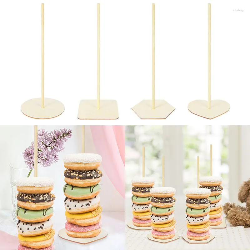 Party Decoration 1Set Wood Donut Display Stand Bagels Holder Donut Dessert Wall Tables Födelsedag Baby Shower Decor Favors