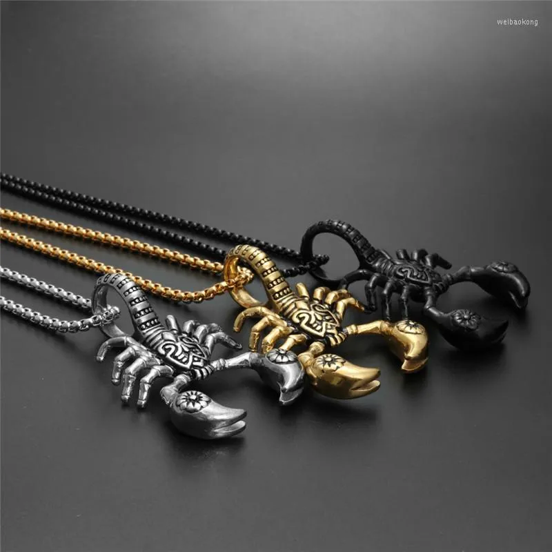 Pendentif Colliers Collier Insecte Gothique Avec Scorpion Vintage En Acier Inoxydable Pour Hommes Et Femmes