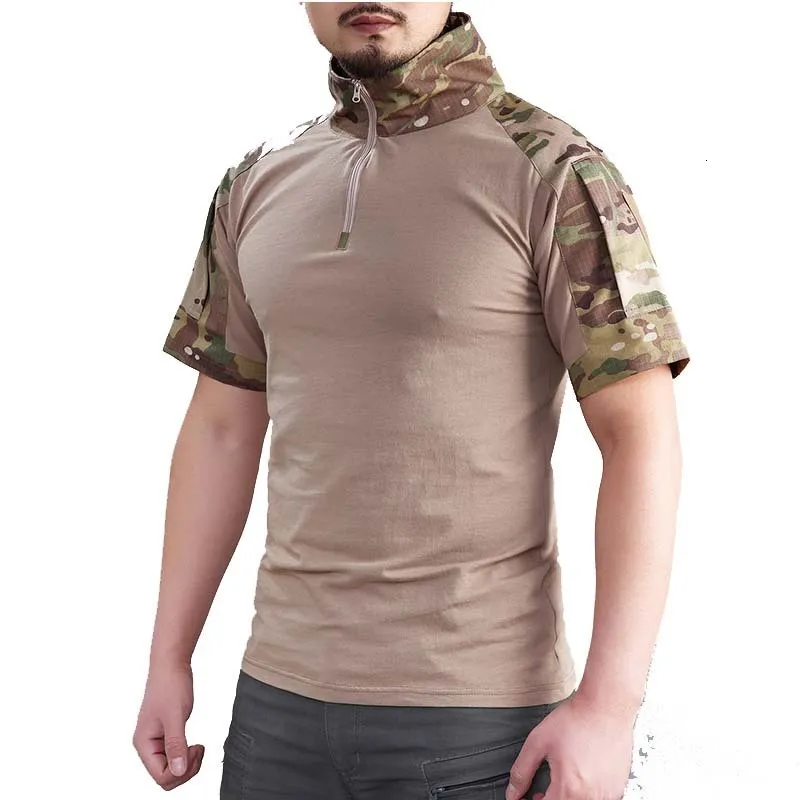 Męskie koszulki taktyczne koszulki męskie Tee na zewnątrz koszulka wojskowa Szybka sucha koszulka z krótkim rękawem Łownictwo Hunting Army Combat Men Odzież Oddychanie 230612