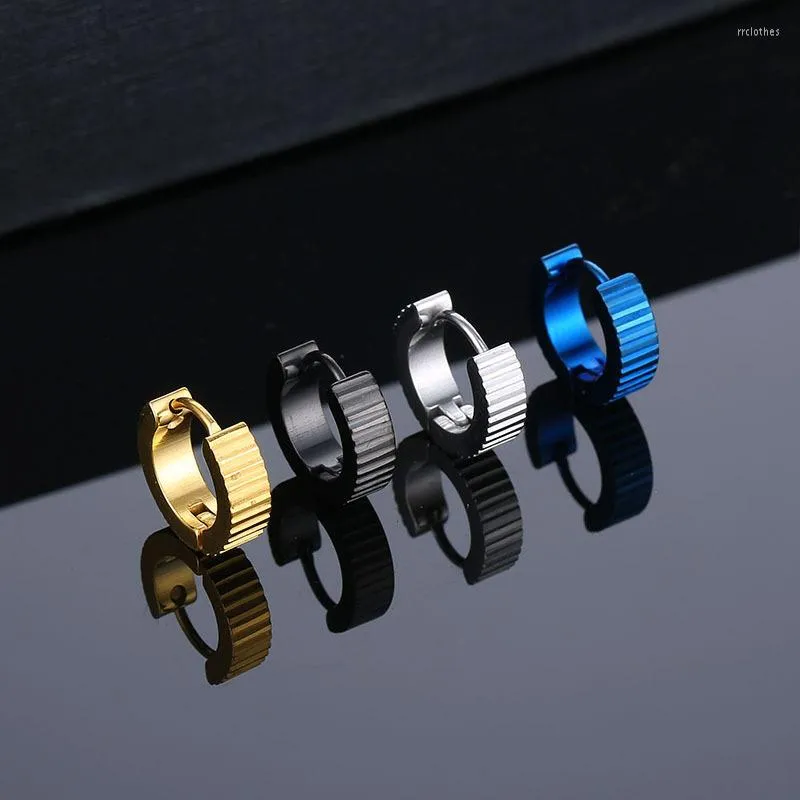 Hoop Earrings 1 Pcs Huggies Circle Piercing Silver Gold Plated Stainless Steel Gear Shaped Mix For Men Unisex