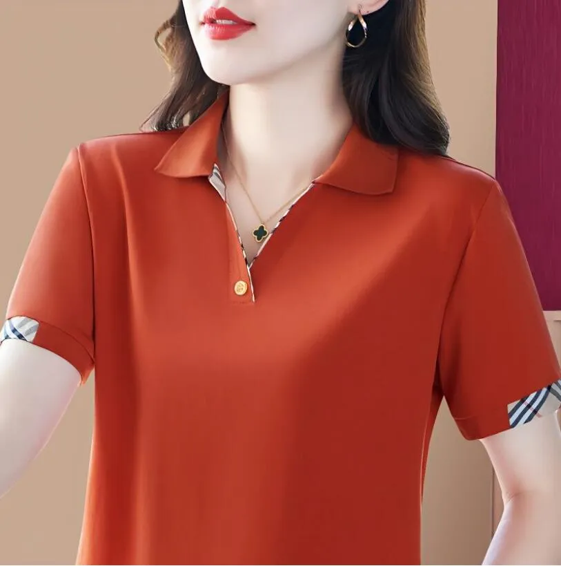 Summer T Shirt Womens Designers T-shirts Polo T-shirt 2023 New Polo Collar Summer Polo T-shirt Women's Summer Short Sleeve Loose Casual Top Large T-shirt