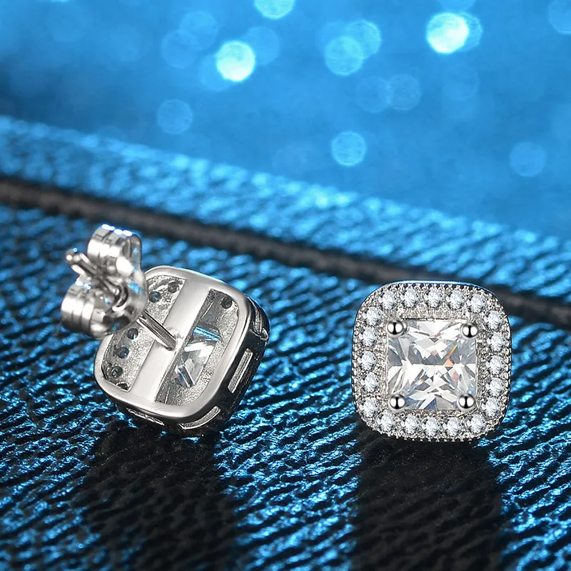 Chic White Topaz CZ Diamond-Set Sterling Silver Stud Earrings For Brides And Special Occasions_voghion.com