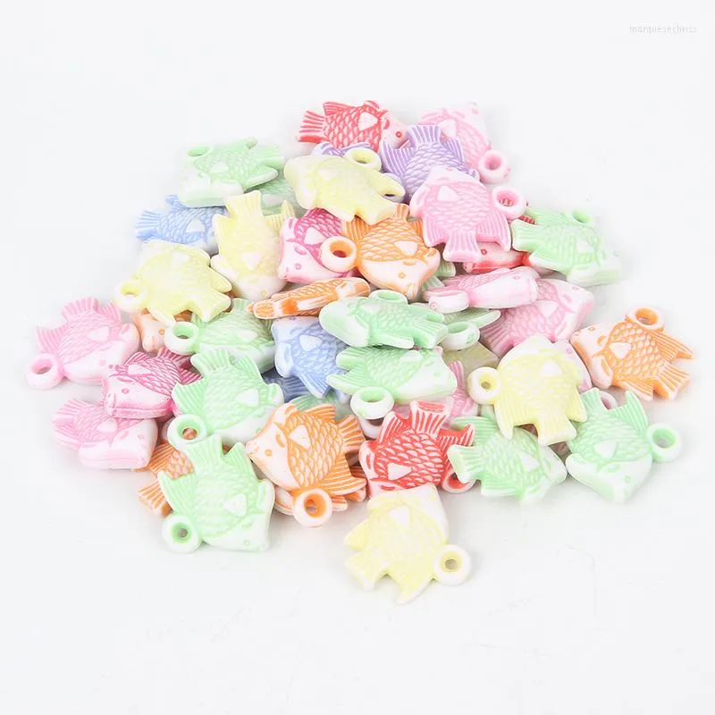 Perles 50 pcs/lot mixte forme de poisson rouge breloque acrylique entretoise en vrac pour la fabrication de bijoux broderies Bracelet accessoires