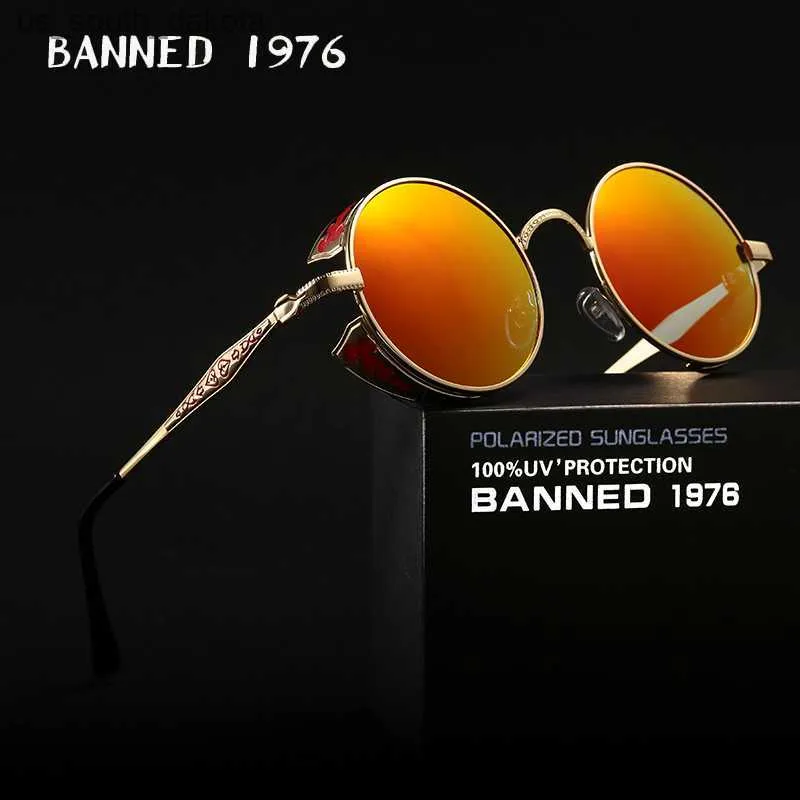 2020 HD Polarized Round Metal Circle Punk Steampunk Sunglasses for Men women Coating Sun Glasses oculos de sol Retro masculino L230523