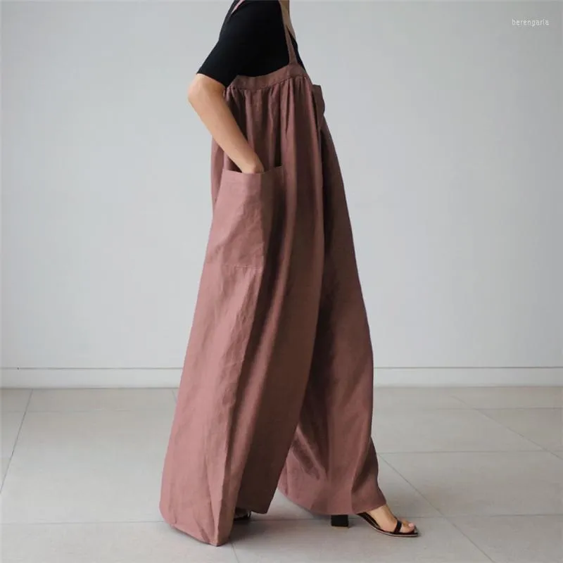 Women's Pants Wide Leg Jumpsuit Bf Casual Trousers Women Skirt Loose Fitting Large Size Student Strappy Show Thin Cotton Sling