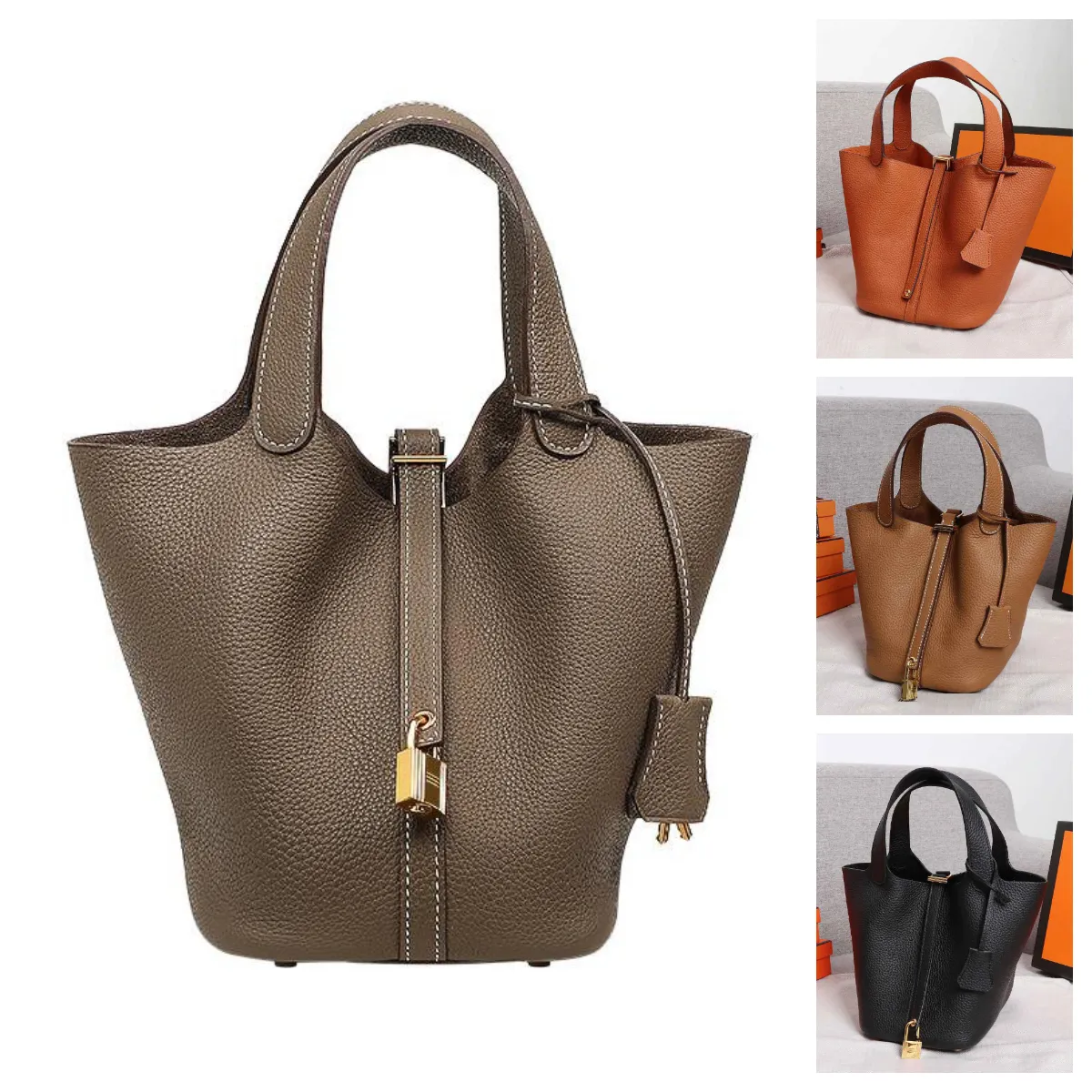 Sacs à main en cuir véritable Fourre-tout pour femme Sacs à bandoulière Designer de luxe Sac seau de grande capacité à la mode Sacs à bandoulière