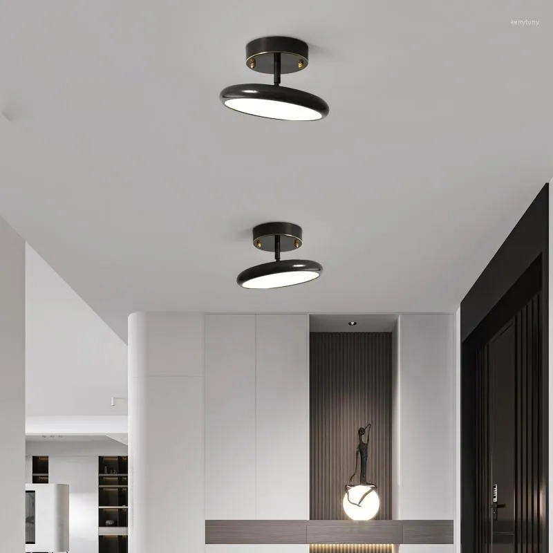 Lustres Moderne Noir Cuivre LED Plafonnier Pour Salon Salle À Manger Chambre Cuisine Allée Balcon Bbathroom Petit Lustre Rond Lumière