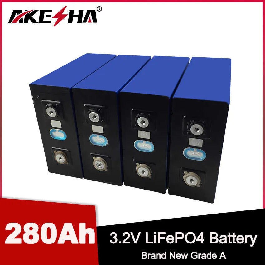 Batería LiFePO4 de grado A, 3,2 V, 280Ah, nueva batería recargable de fosfato de hierro y litio de 300A, bricolaje, 12V, 24V, para barco EV, yate, Solar
