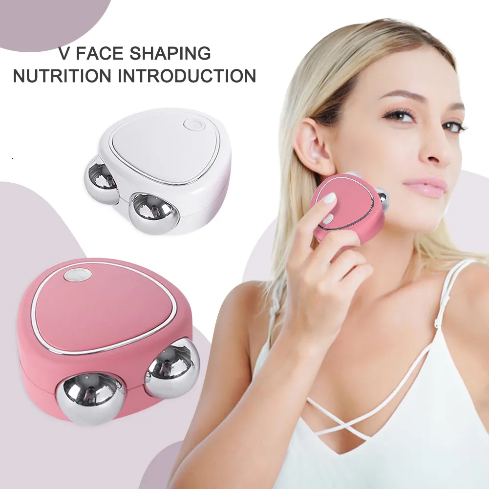 Massager twarzy EMS Mikrokrurrent Beauty Instrument Podnoszenie Mięszowe Urządzenie do podwójnego wałka do usuwania wałek narzędzia do pielęgnacji skóry 230612