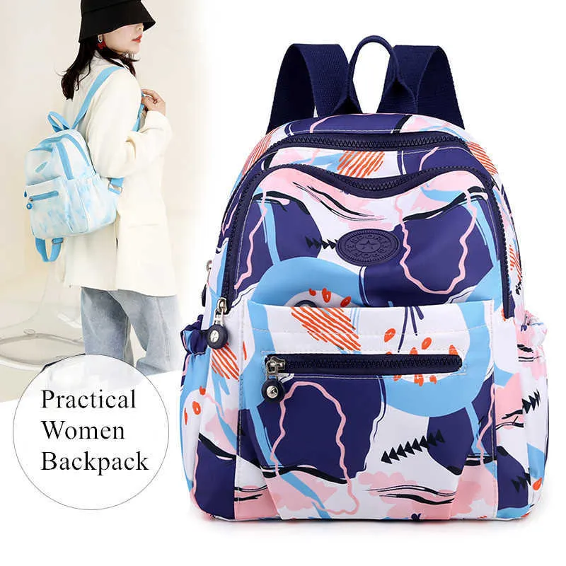Sırt çantası Vento Marea Kadınlar İçin Sırt Çantası 2022 Yeni Naylon Su Geçirmez Okul Çantası Genç Kız Çiçek Omuz Çantası Perppy Style J230517