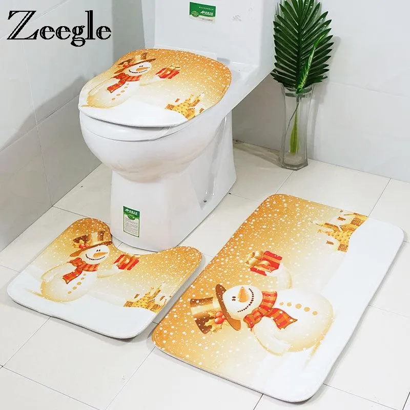 Tapis Zeegle tapis de décoration de noël pour salle de bain 3 pièces tapis de salle de bain tapis de douche antidérapant tapis de bain couvercle de toilette tapis de bain absorbant